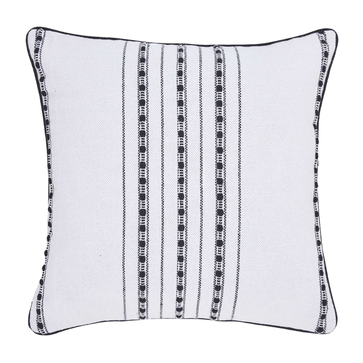  18" X 18" White Stripe Cord Cotton Rich Decorative Pillow Villa Pillows