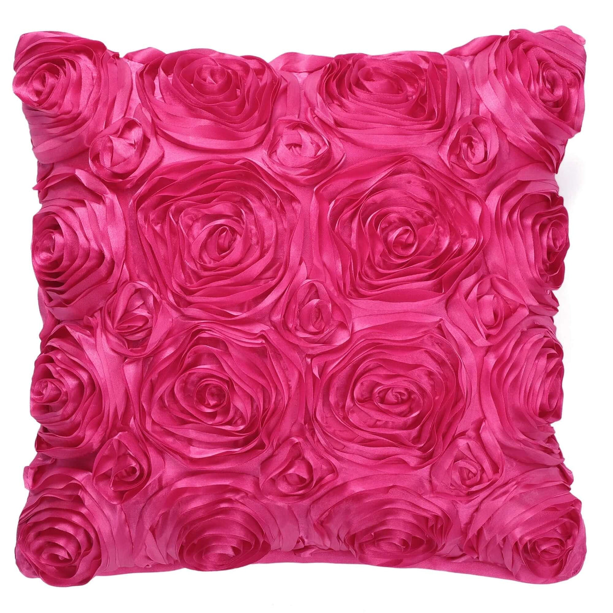  3D Flower Decorative Throw Pillow Cover 16" X 16" Fuchsia Villa Pillows