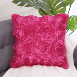  3D Flower Decorative Throw Pillow Cover 16" X 16" Fuchsia Villa Pillows