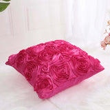  3D Flower Decorative Throw Pillow Cover 16" X 16" Fuchsia Villa Pillows