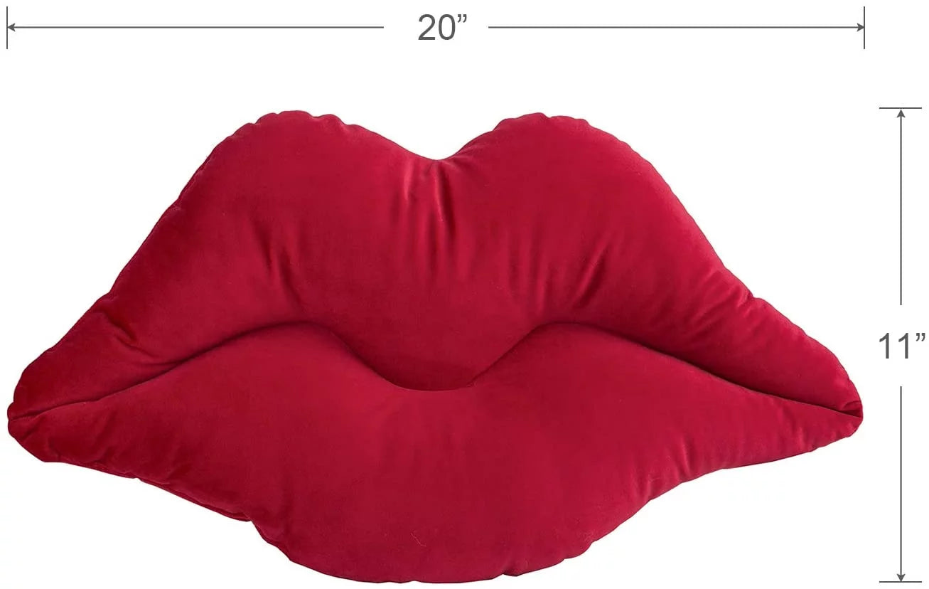 3D Lips Soft Velvet Valentine'S Day Decor Throw Pillows for Couch Bed Living Room, Insert Included, New Red, 20 X 11 Inches