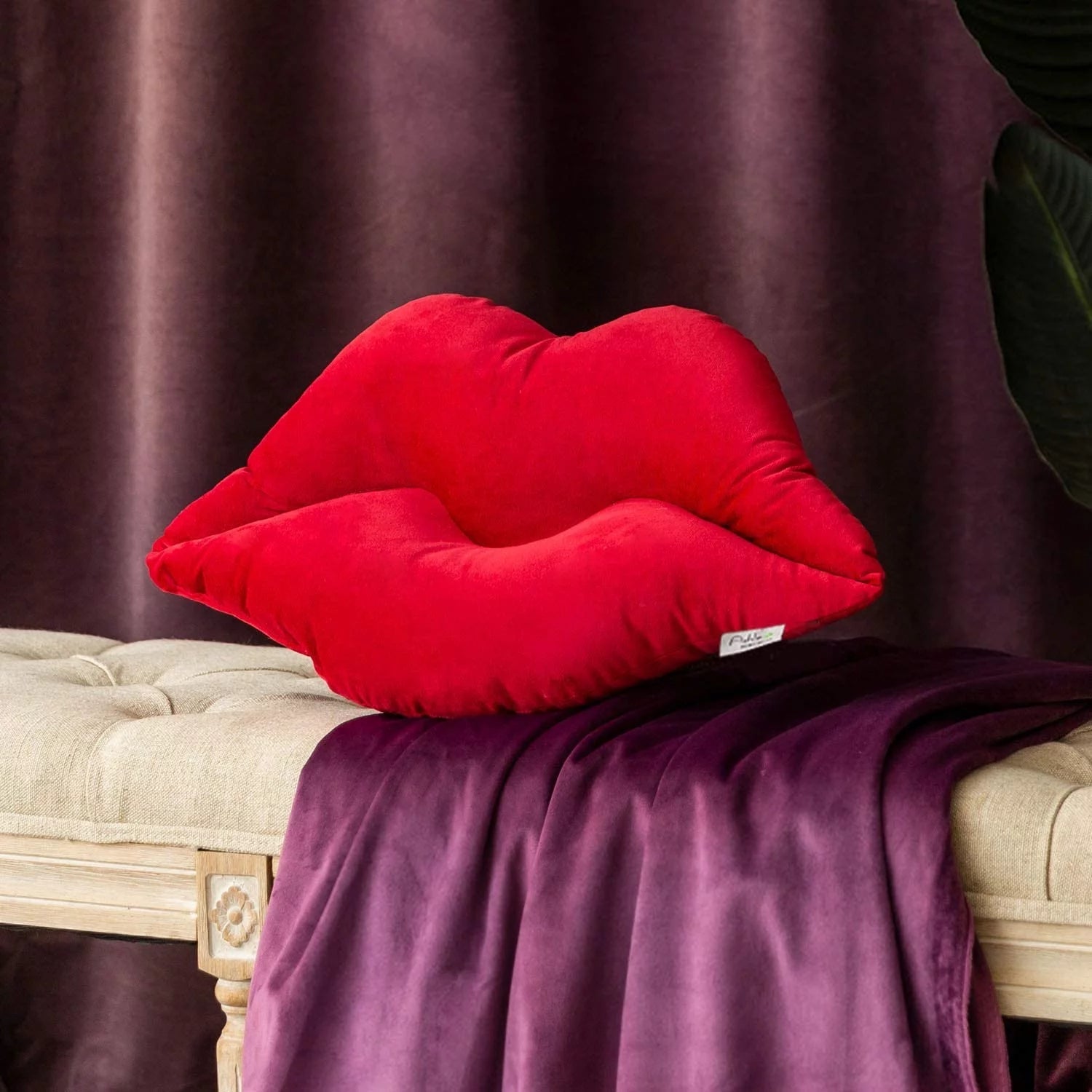 3D Lips Soft Velvet Valentine'S Day Decor Throw Pillows for Couch Bed Living Room, Insert Included, New Red, 20 X 11 Inches