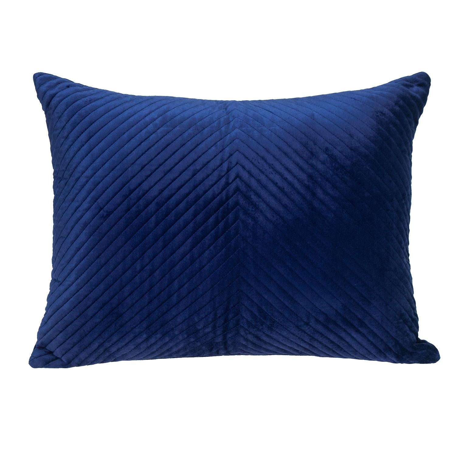 Navy Blue Lumbar Tufted Throw Pillow-0
