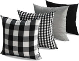  Black and White Buffalo Plaid Outdoor Throw Pillow Covers 18X18 Set of 4 Buffalo Check Farmhouse Decor for Couch Room and Front Porch Villa Pillows