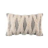  Boho Woven Cross Tufted Series Decorative Throw Pillow, 12" X 20", Gray/Beige, 1 Pack Villa Pillows