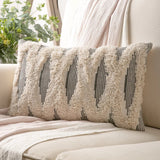  Boho Woven Cross Tufted Series Decorative Throw Pillow, 12" X 20", Gray/Beige, 1 Pack Villa Pillows