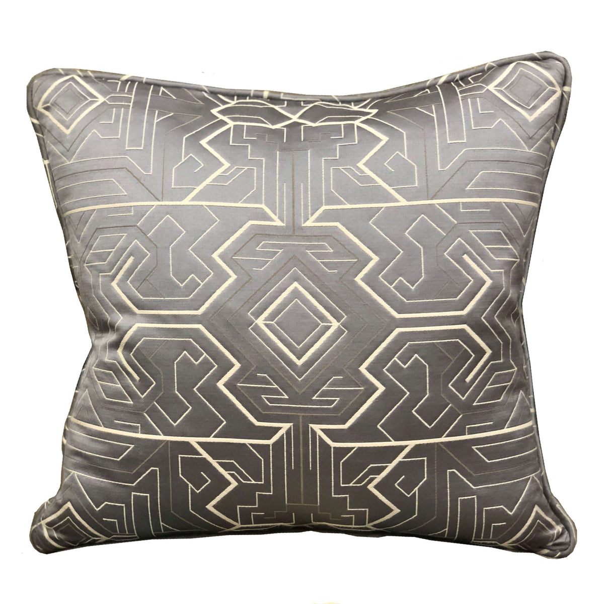  Daria Moss Silver Geometric Luxury Throw Pillow Villa Pillows