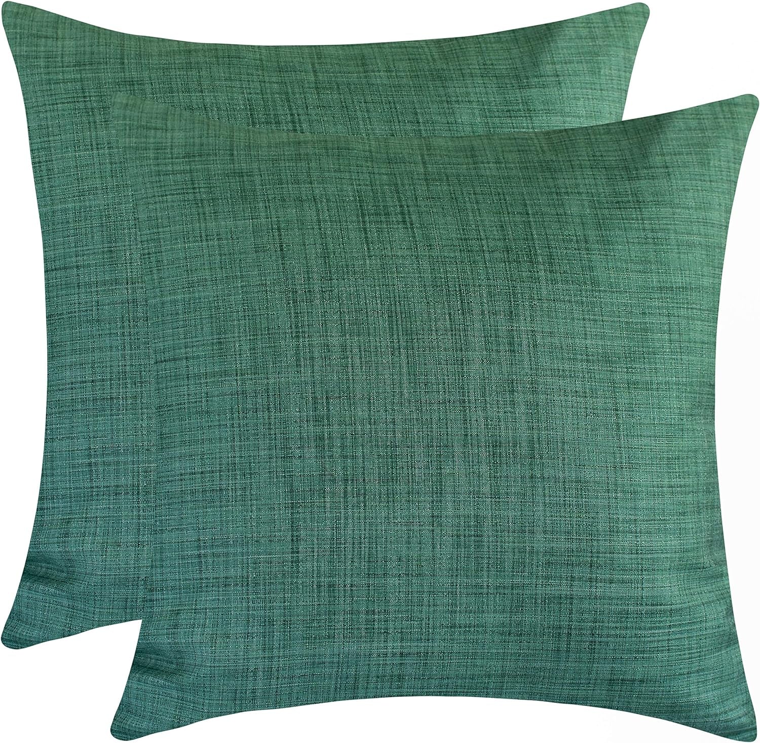 Emerald Green Throw Pillow Cover - (18X18 Inch) | Decorative, Washable Cushion Covers for Couch, Sofa, Bedroom, Living Room - Pack of 2