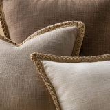 Farmhouse Solid Throw Decorative Pillow Cover Burlap Linen Trimmed Tailored Edges Outdoor Pillow Coffee 18 X 18 Inches, 45 X 45 Cm