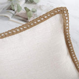 Farmhouse Solid Throw Decorative Pillow Cover Burlap Linen Trimmed Tailored Edges Outdoor Pillow off White 18 X 18 Inches, 45 X 45 Cm