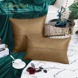  Faux Leather Throw Pillow Covers 12 X 20 Inches, Taupe Leather Pillow Cover, Hand Stitched Leather Decorative Lumbar Pillow Cover for Couch Sofa Bed Living Room Home Garden Villa Pillows