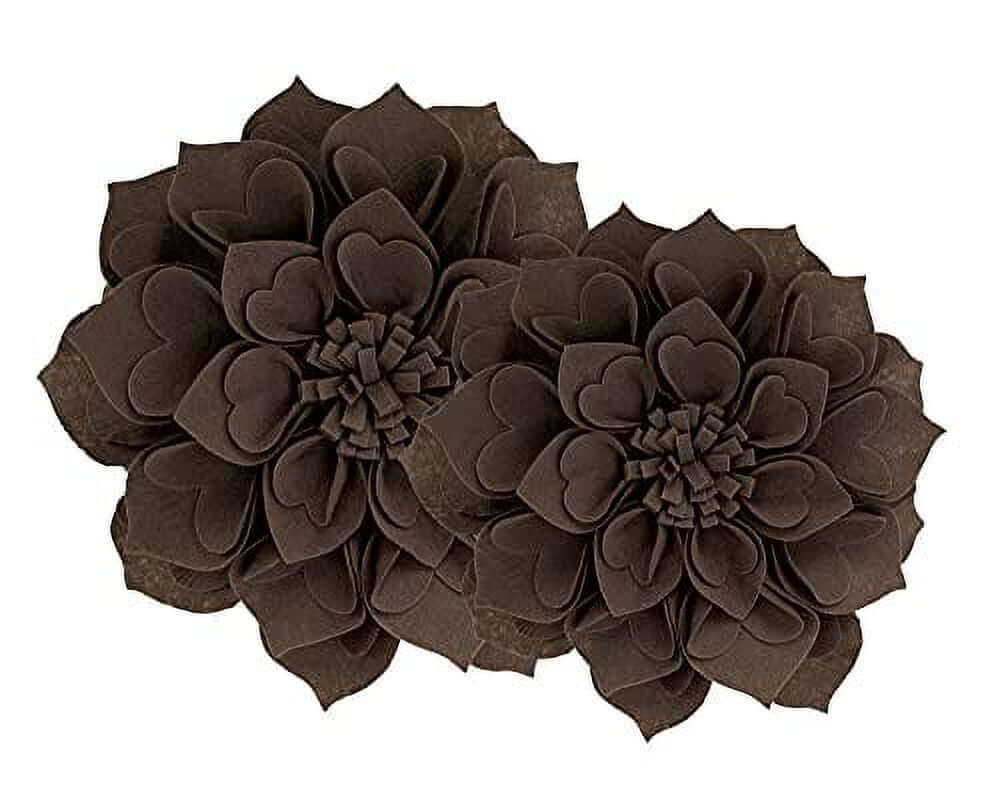  Handmade 3D Heart-Shaped Petals Flower Decorative Throw Pillow Cover 13 Inch round - Chocolate Floral Pillow Case for Couch, Home Décor, Bedroom Décor and Holiday, Housewarming Gift Villa Pillows