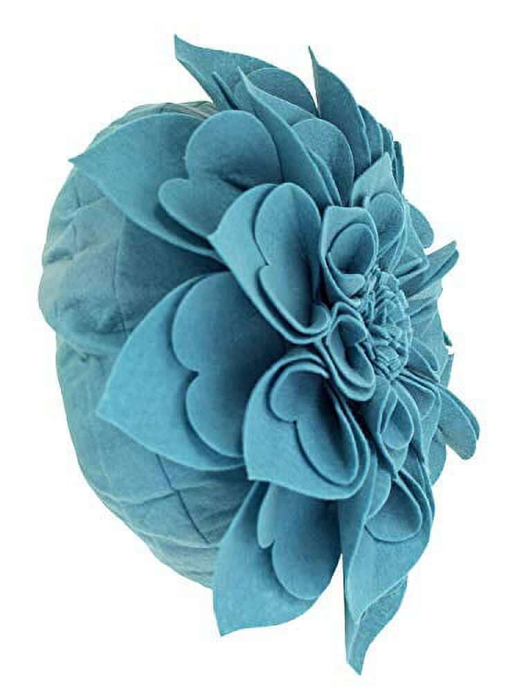  Handmade 3D Heart-Shaped Petals Flower Decorative Throw Pillow Cover & Insert 16 Inch round - Teal Floral Pillow for Couch, Home Dcor, Bedroom Dcor and Holiday, Housewarming Gift Villa Pillows