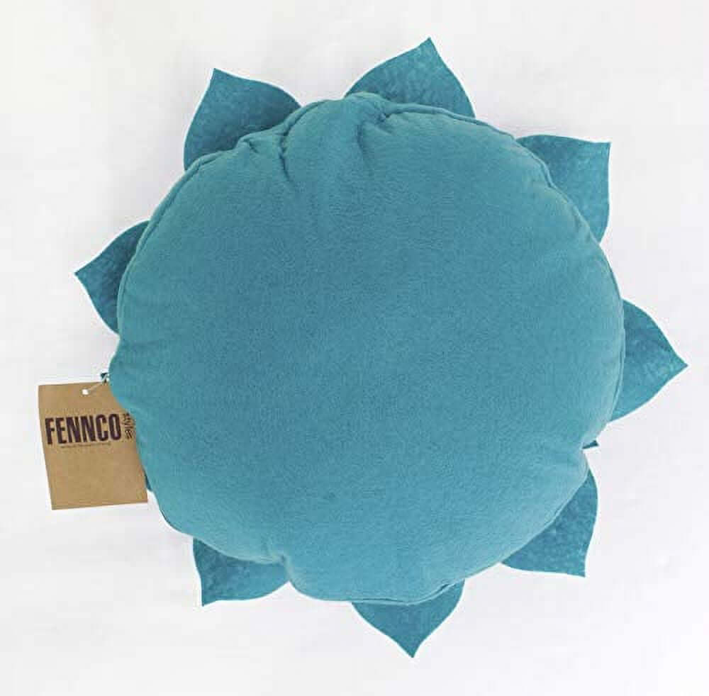  Handmade 3D Heart-Shaped Petals Flower Decorative Throw Pillow Cover & Insert 16 Inch round - Teal Floral Pillow for Couch, Home Dcor, Bedroom Dcor and Holiday, Housewarming Gift Villa Pillows