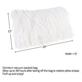 Mongolian Faux Fur Lumbar Pillow Cover & Insert- White, Adult, 1-Piece