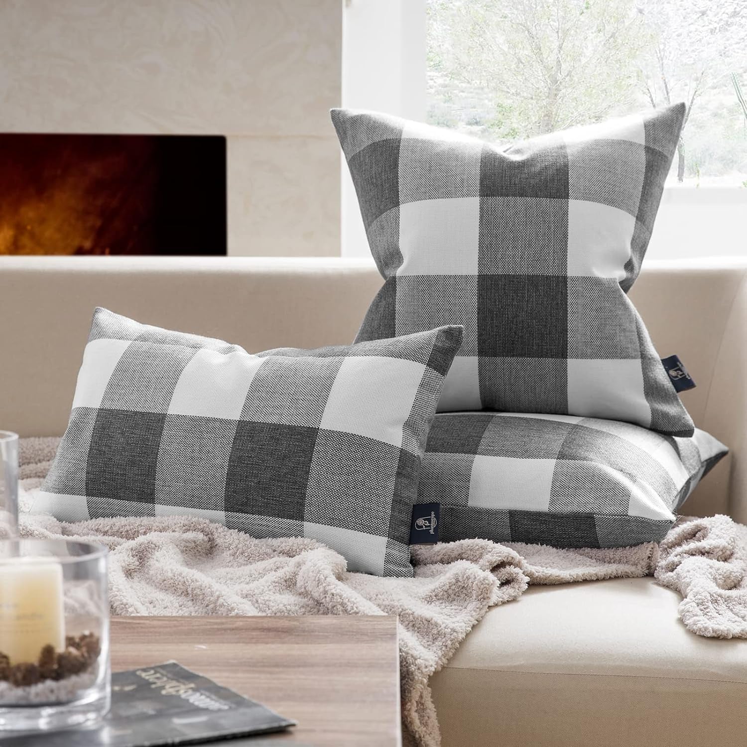 Pack of 2 Buffalo Check Plaid Throw Decorative Pillow Cover, 20 X 20 Inches