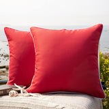  Pack of 2 Outdoor Waterproof Solid Throw Decorative Pillow Cover Decorative Square Outdoor Pillows Cushion Case Patio Pillows for Couch Tent Sunbrella (18''X18'',Red) Villa Pillows