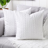  Pack of 2 Super Soft Decorative Throw Pillow Covers Square Cushion Cases Pillowcases for Couch Sofa Bedroom Car Modern Embossed Patterned,18 X 18 Inch,White Villa Pillows