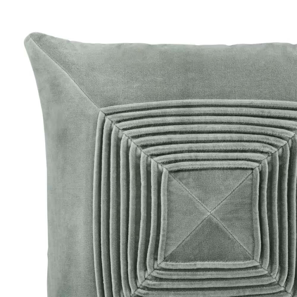  Pale Blue Geometric Pleated 18 In. X 18 In. Square Decorative Throw Pillow Villa Pillows