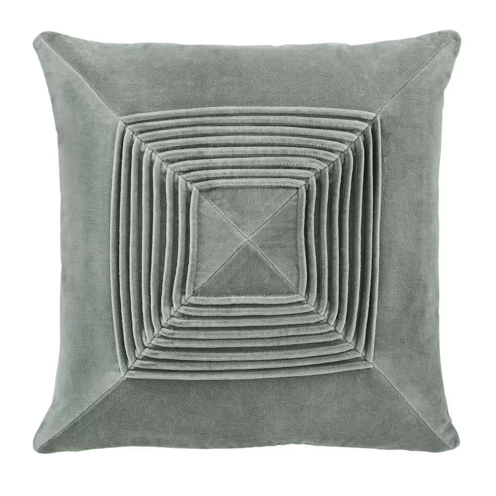  Pale Blue Geometric Pleated 18 In. X 18 In. Square Decorative Throw Pillow Villa Pillows