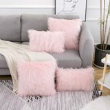 Set of 2 Pink Fluffy Faux Fur Decorative Throw Pillow Covers 18X18 Inch