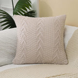  Soft Decorative Knitted Throw Pillow Covers Double-Cable Sweater Square Warm Cushion Cover for Sofa Bedroom Home Accent Decor Villa Pillows