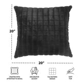  Square Tile Faux Fur Black Pillow, 20 in X 20 In, Polyester Fill Villa Pillows