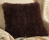 Super Lux Shag Faux Fur Brown Pillow, 19 in X 19 In, Square