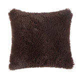 Super Lux Shag Faux Fur Brown Pillow, 19 in X 19 In, Square