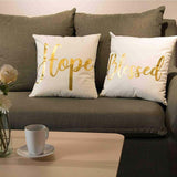  White Throw Pillow Covers, Blessed, Hope, Believe, and Faith (18 X 18 In, 4 Pack) Villa Pillows